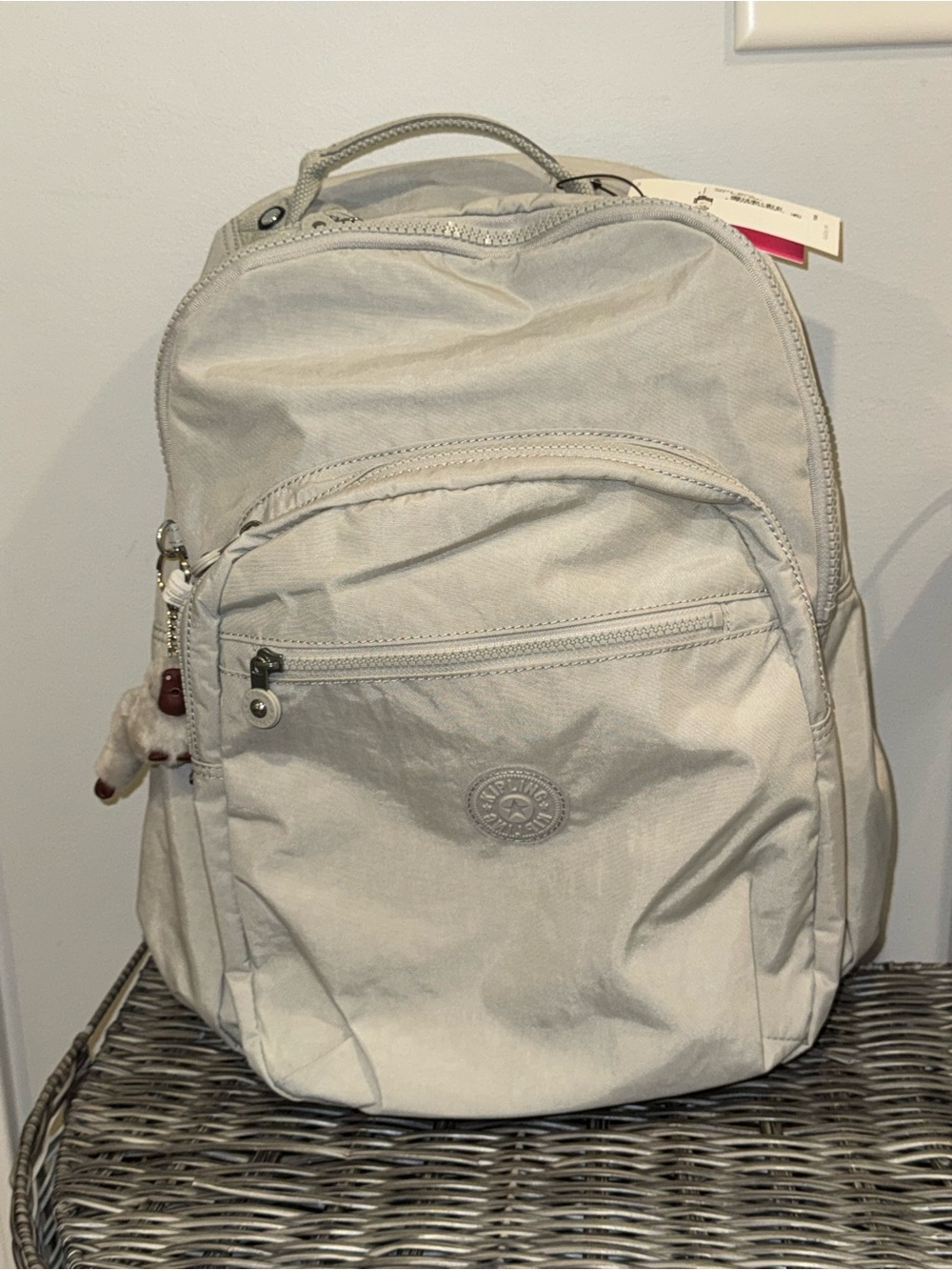 Kipling Cream Nylon Everyday Backpack with Front Pocket
